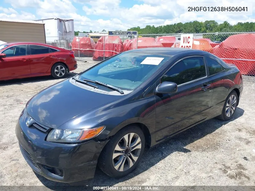 2008 Honda Civic Lx VIN: 2HGFG12638H506041 Lot: 40150041