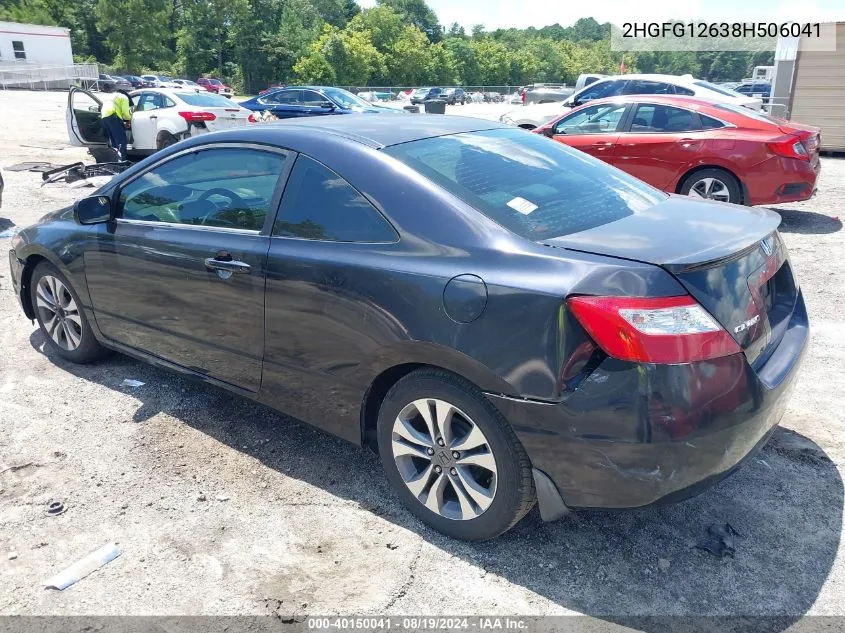 2008 Honda Civic Lx VIN: 2HGFG12638H506041 Lot: 40150041