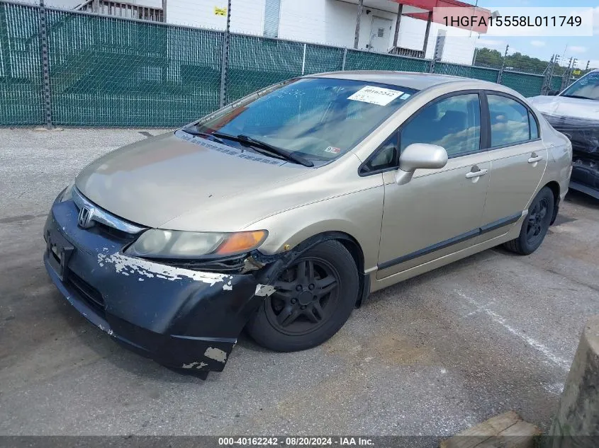 2008 Honda Civic Lx VIN: 1HGFA15558L011749 Lot: 40162242