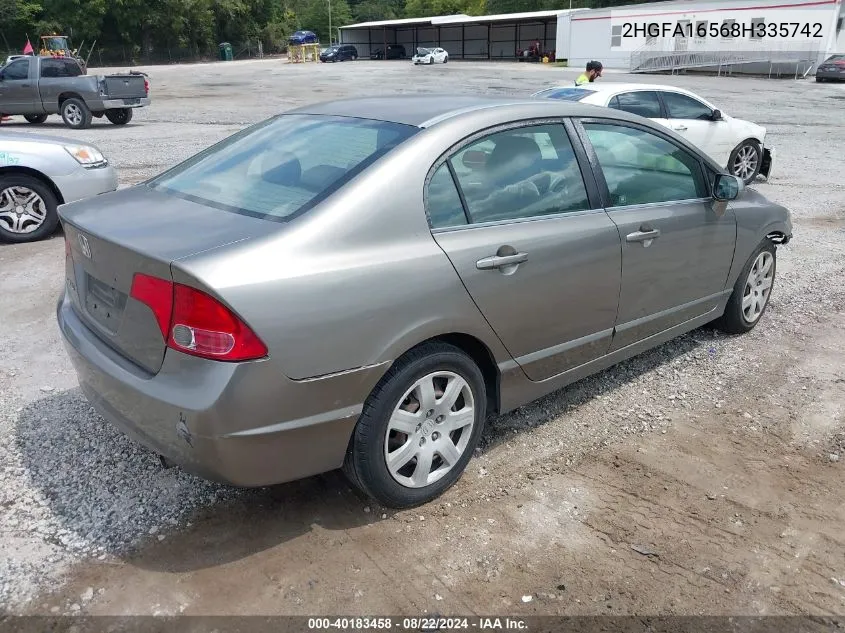 2008 Honda Civic Lx VIN: 2HGFA16568H335742 Lot: 40183458