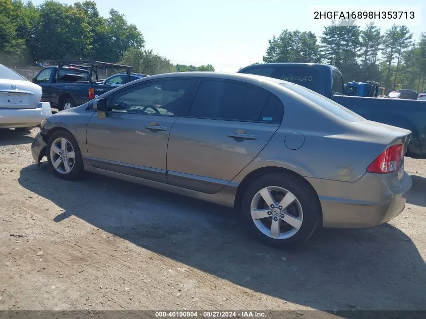 2008 Honda Civic Ex VIN: 2HGFA16898H353713 Lot: 40190904