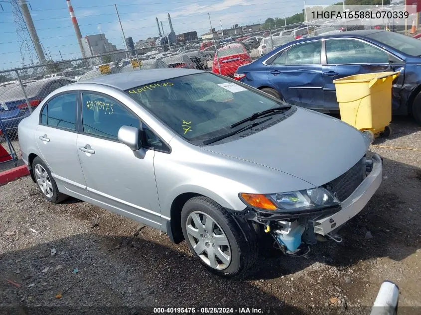 2008 Honda Civic Sdn Lx VIN: 1HGFA16588L070339 Lot: 40195475