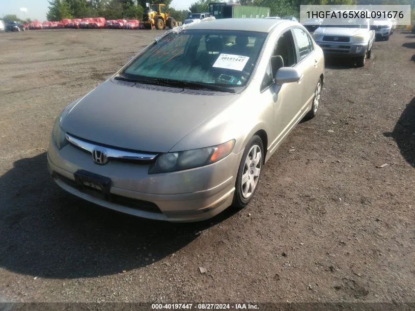 2008 Honda Civic Sdn Lx VIN: 1HGFA165X8L091676 Lot: 40197447