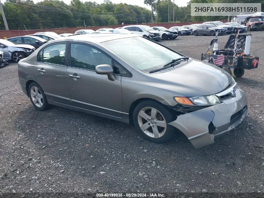 2HGFA16938H511598 2008 Honda Civic Ex-L