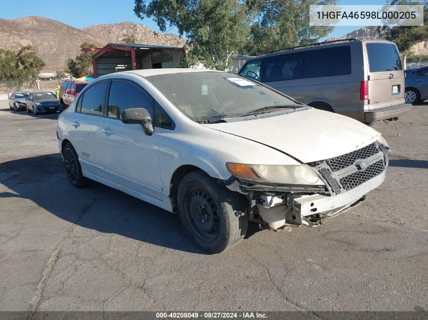 2008 Honda Civic Gx VIN: 1HGFA46598L000205 Lot: 40208049