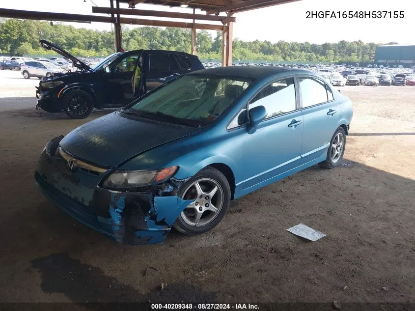 2008 Honda Civic Sdn Lx VIN: 2HGFA16548H537155 Lot: 40209348