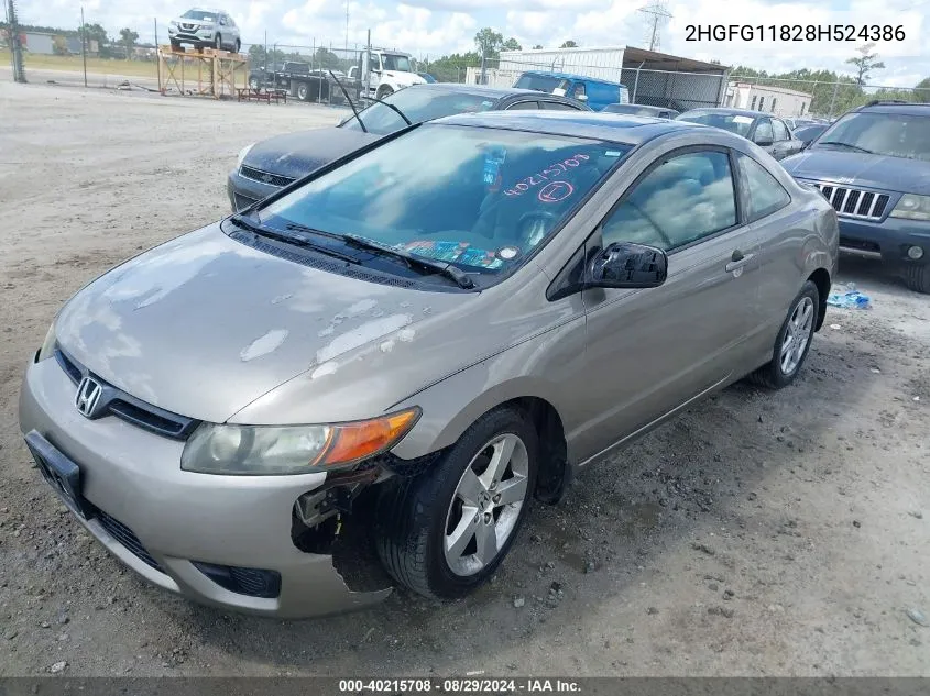 2008 Honda Civic Ex VIN: 2HGFG11828H524386 Lot: 40215708