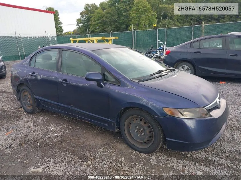 2008 Honda Civic Sdn Lx VIN: 2HGFA16578H520057 Lot: 40223248