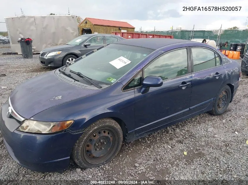 2008 Honda Civic Sdn Lx VIN: 2HGFA16578H520057 Lot: 40223248