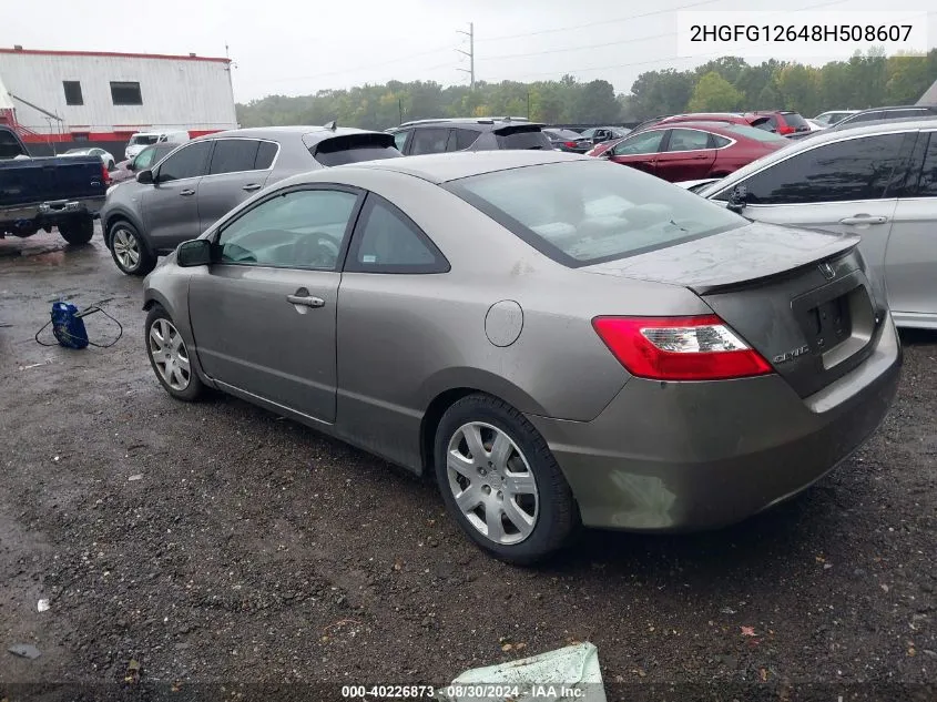 2008 Honda Civic Lx VIN: 2HGFG12648H508607 Lot: 40226873