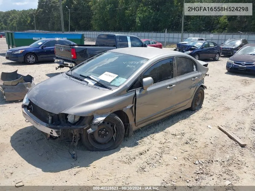 2008 Honda Civic Sdn Lx VIN: 2HGFA16558H524298 Lot: 40228523