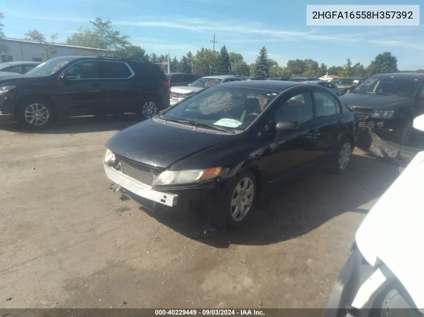 2008 Honda Civic Sdn Lx VIN: 2HGFA16558H357392 Lot: 40229449