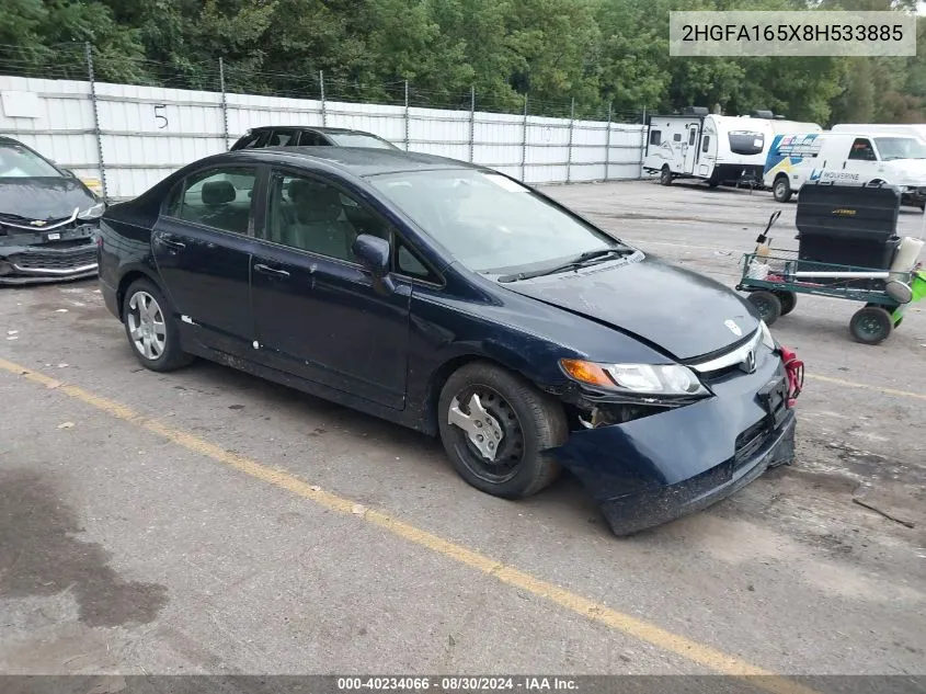 2008 Honda Civic Sdn Lx VIN: 2HGFA165X8H533885 Lot: 40528946