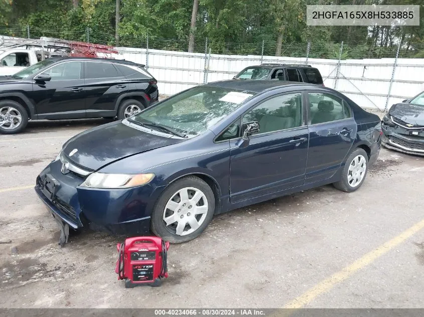 2008 Honda Civic Sdn Lx VIN: 2HGFA165X8H533885 Lot: 40528946