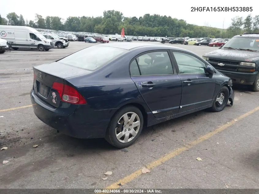 2008 Honda Civic Sdn Lx VIN: 2HGFA165X8H533885 Lot: 40528946