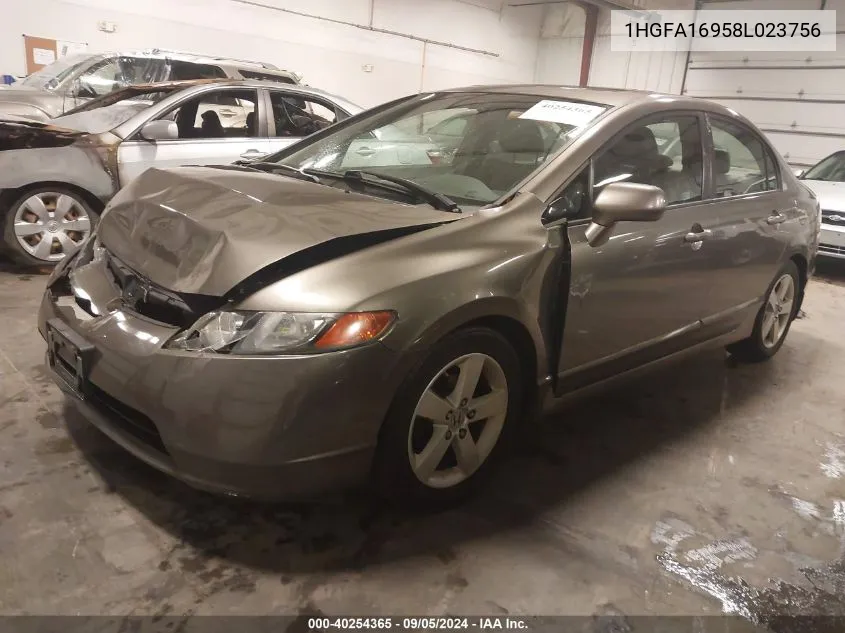 2008 Honda Civic Ex-L VIN: 1HGFA16958L023756 Lot: 40254365