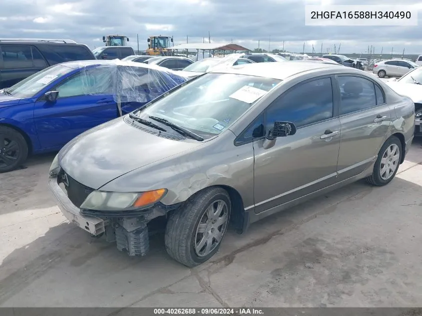 2008 Honda Civic Sdn Lx VIN: 2HGFA16588H340490 Lot: 40262688