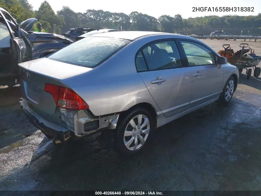 2008 Honda Civic Sdn Lx VIN: 2HGFA16558H318382 Lot: 40266448