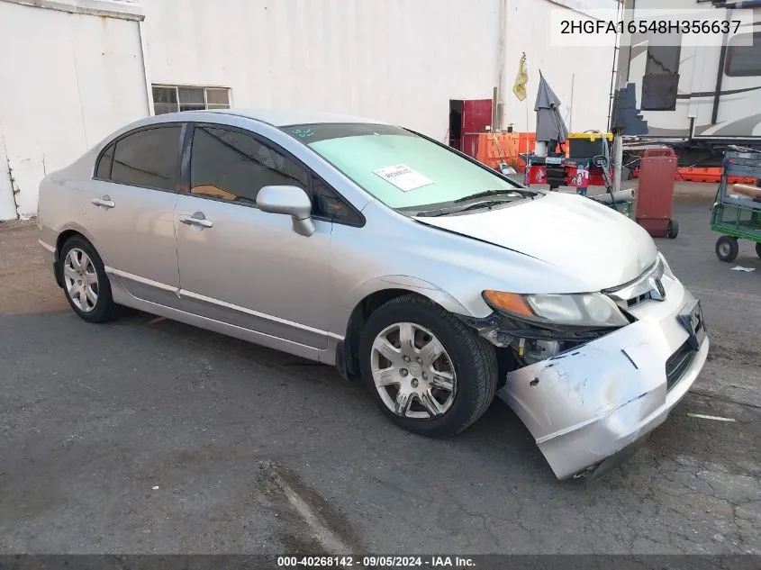 2008 Honda Civic Lx VIN: 2HGFA16548H356637 Lot: 40268142