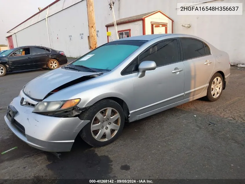 2008 Honda Civic Lx VIN: 2HGFA16548H356637 Lot: 40268142