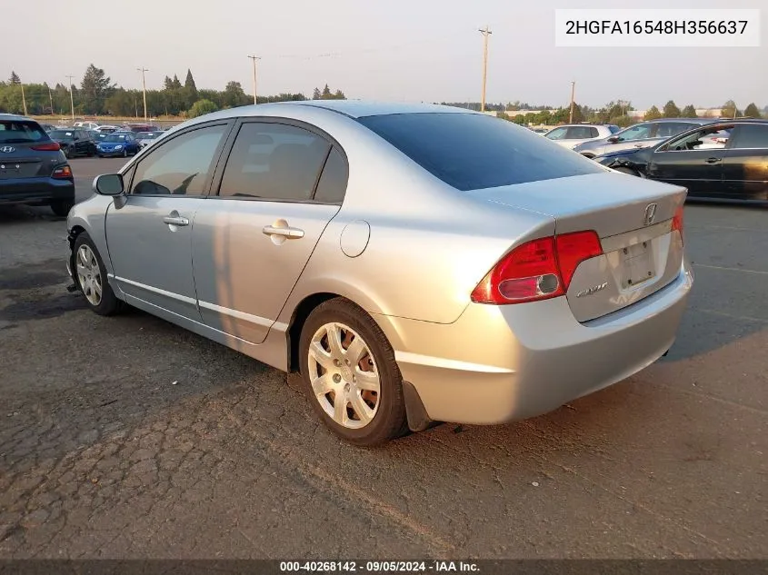 2008 Honda Civic Lx VIN: 2HGFA16548H356637 Lot: 40268142