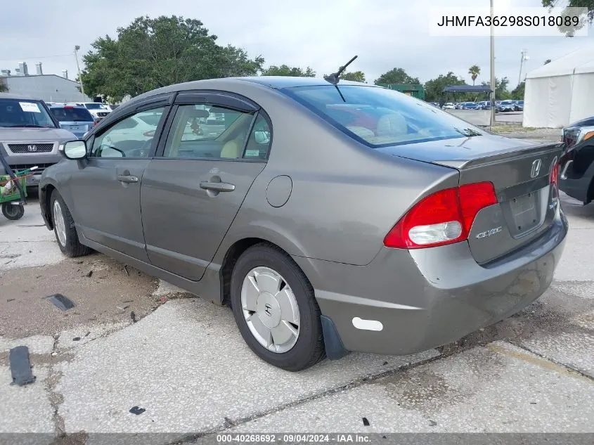 2008 Honda Civic Hybrid VIN: JHMFA36298S018089 Lot: 40268692