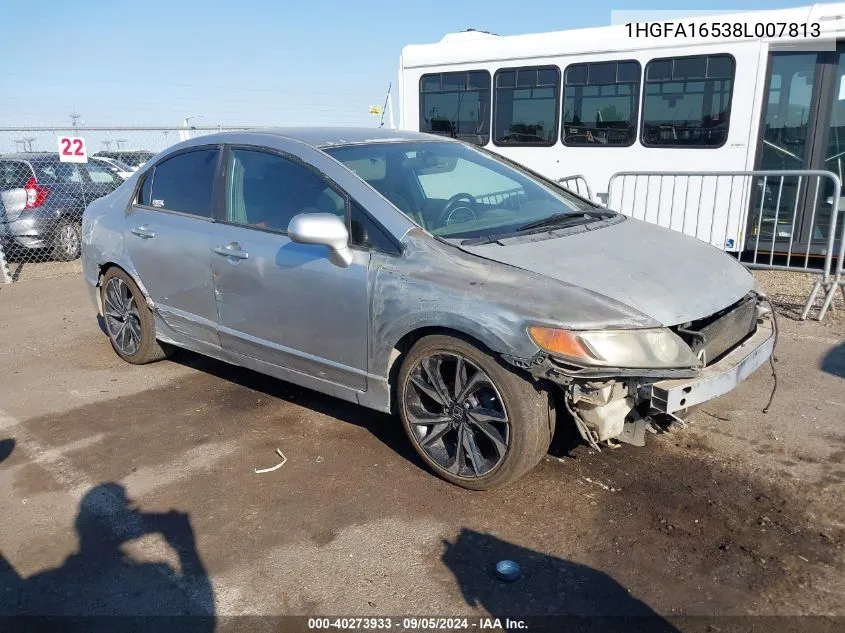 2008 Honda Civic Lx VIN: 1HGFA16538L007813 Lot: 40273933