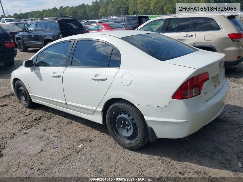 2008 Honda Civic Sdn Lx VIN: 2HGFA16518H325068 Lot: 40284016