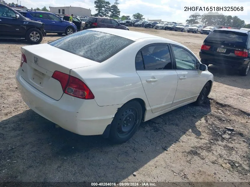 2008 Honda Civic Sdn Lx VIN: 2HGFA16518H325068 Lot: 40284016