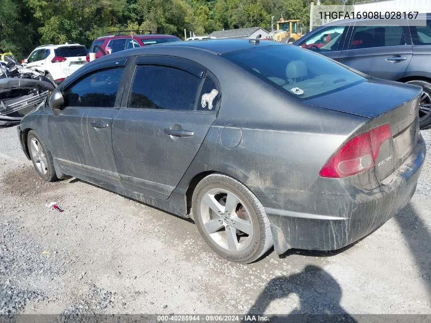 2008 Honda Civic Ex-L VIN: 1HGFA16908L028167 Lot: 40285944