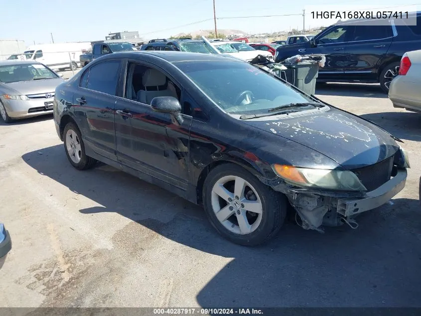 2008 Honda Civic Ex VIN: 1HGFA168X8L057411 Lot: 40287917