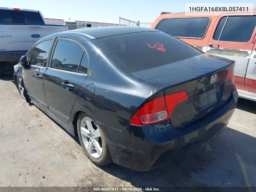 2008 Honda Civic Ex VIN: 1HGFA168X8L057411 Lot: 40287917