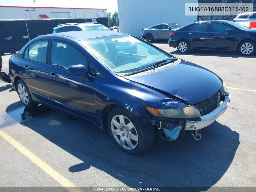 2008 Honda Civic Lx VIN: 1HGFA16588C116462 Lot: 40293267