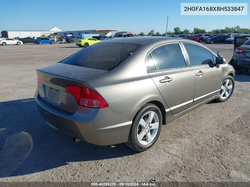 2008 Honda Civic Ex VIN: 2HGFA168X8H533847 Lot: 40296229