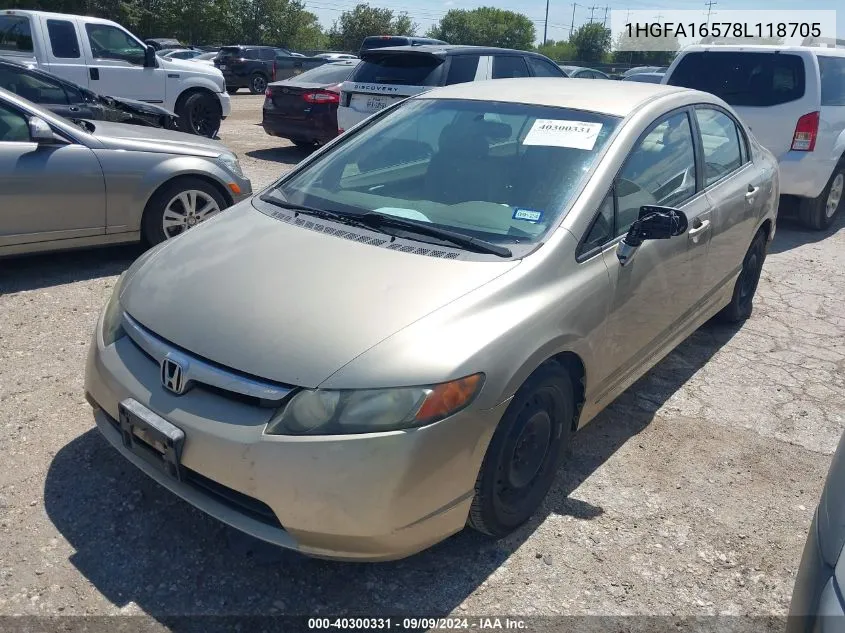 1HGFA16578L118705 2008 Honda Civic Lx