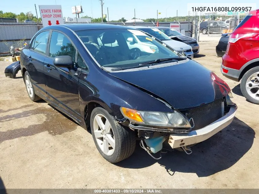 2008 Honda Civic Ex VIN: 1HGFA16808L099957 Lot: 40301433