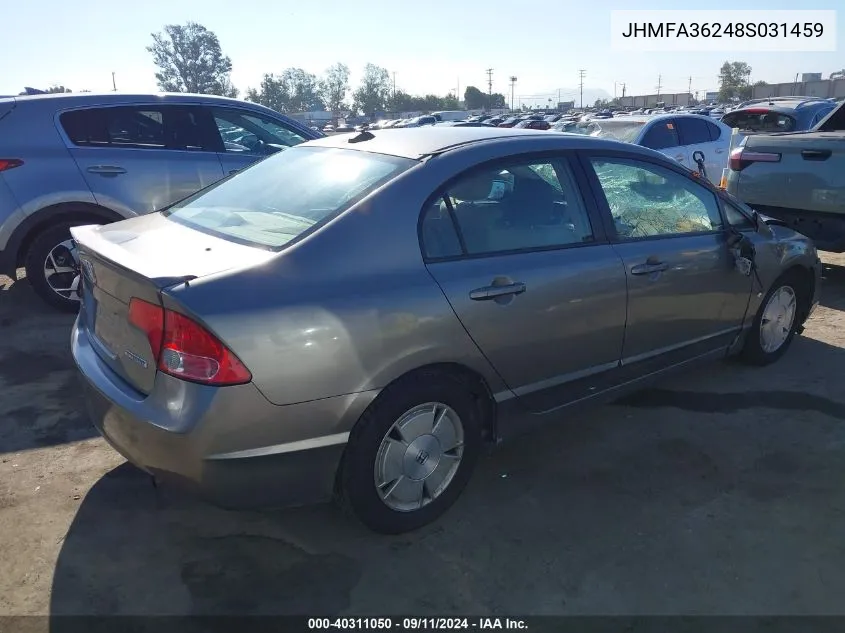 2008 Honda Civic Hybrid Hybrid VIN: JHMFA36248S031459 Lot: 40311050