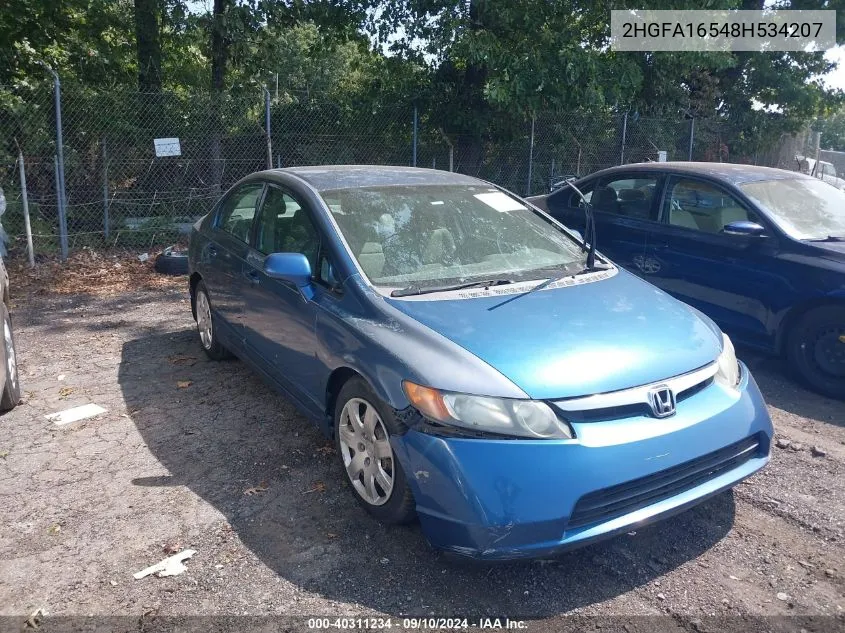 2008 Honda Civic Lx VIN: 2HGFA16548H534207 Lot: 40311234