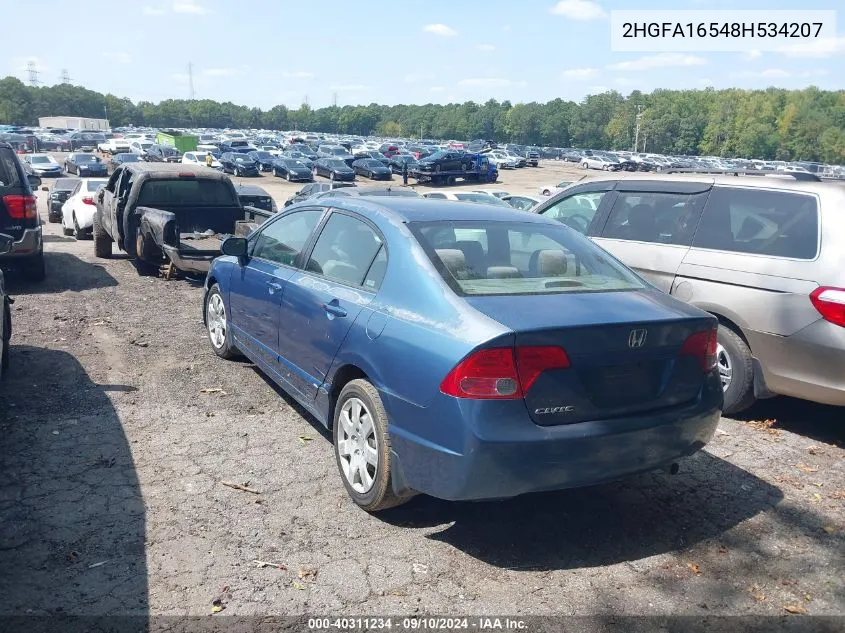 2008 Honda Civic Lx VIN: 2HGFA16548H534207 Lot: 40311234