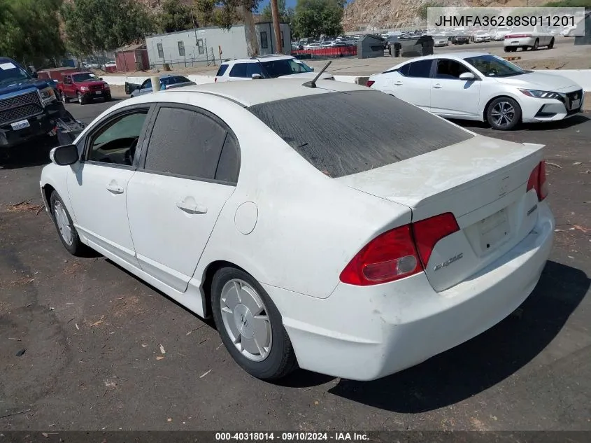 2008 Honda Civic Hybrid VIN: JHMFA36288S011201 Lot: 40318014