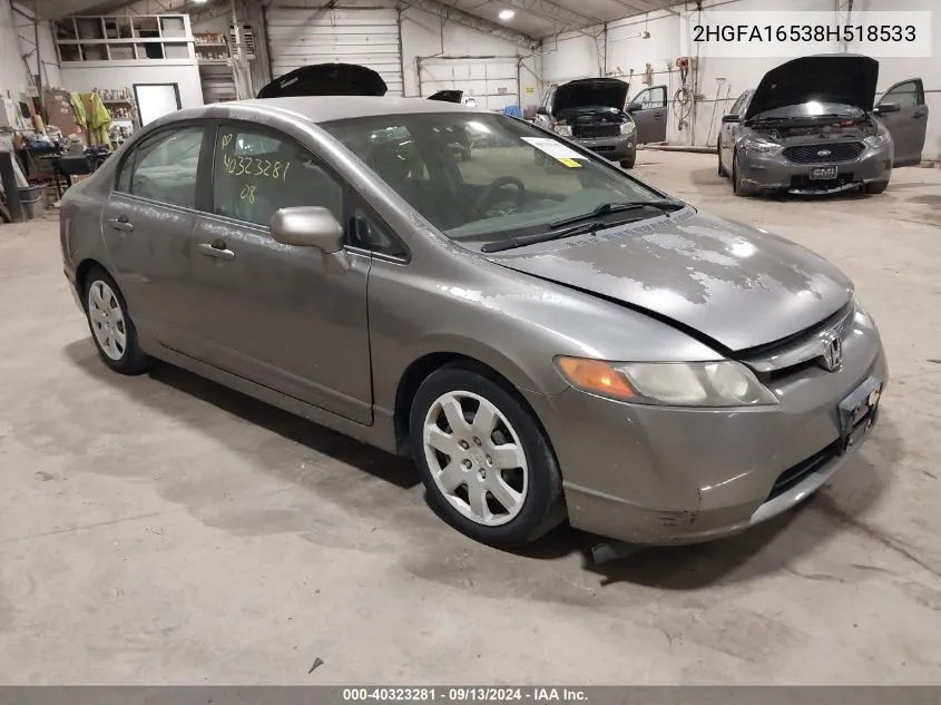 2008 Honda Civic Lx VIN: 2HGFA16538H518533 Lot: 40323281