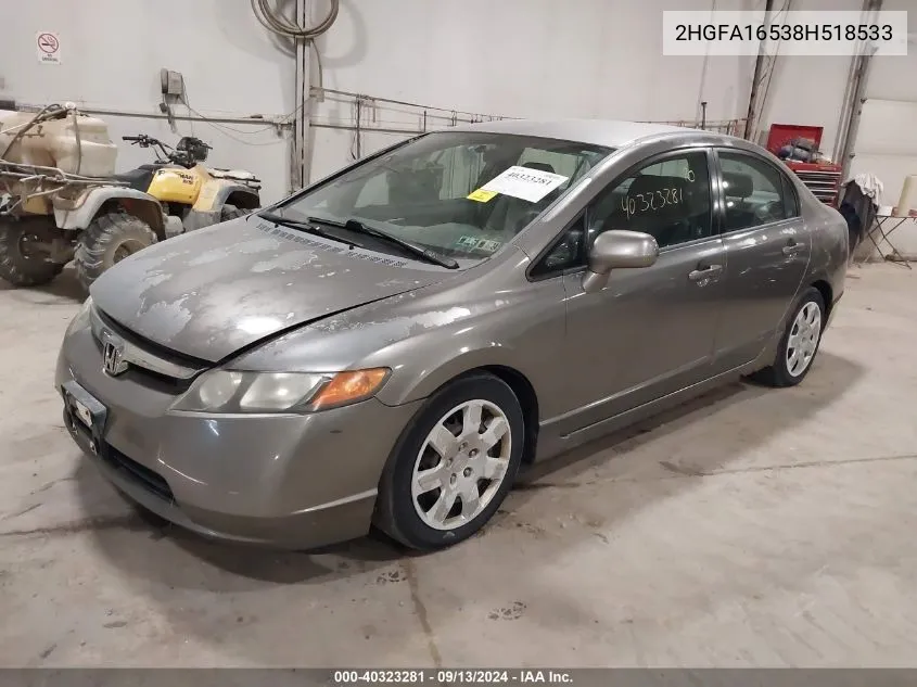 2HGFA16538H518533 2008 Honda Civic Lx