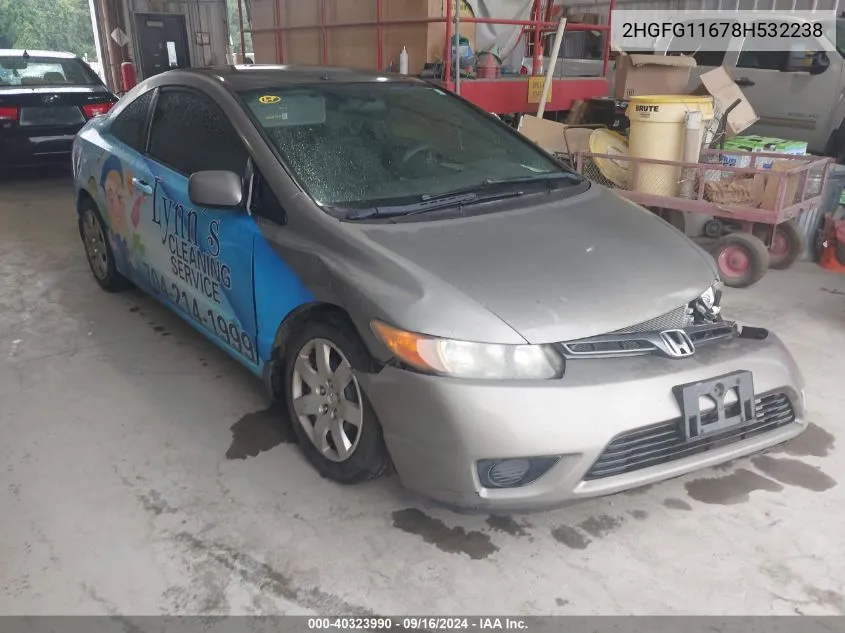 2008 Honda Civic Lx VIN: 2HGFG11678H532238 Lot: 40323990