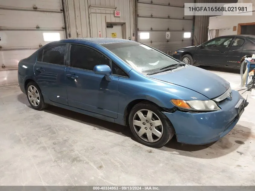 2008 Honda Civic Sdn Lx VIN: 1HGFA16568L021981 Lot: 40334953