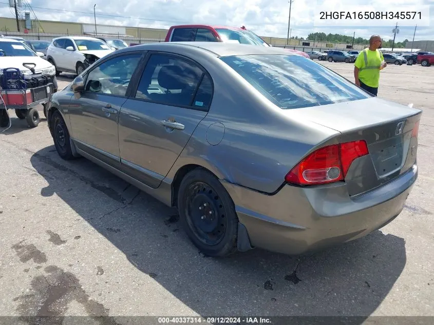 2008 Honda Civic Lx VIN: 2HGFA16508H345571 Lot: 40337314