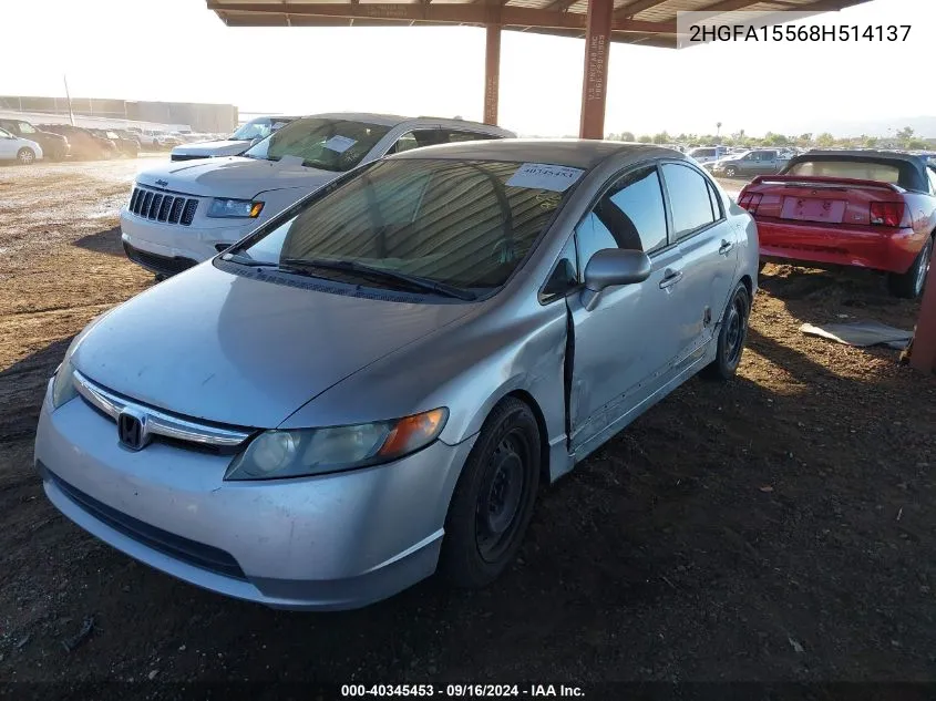 2HGFA15568H514137 2008 Honda Civic Lx