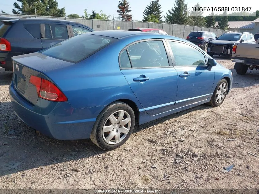 2008 Honda Civic Sdn Lx VIN: 1HGFA16588L031847 Lot: 40353416