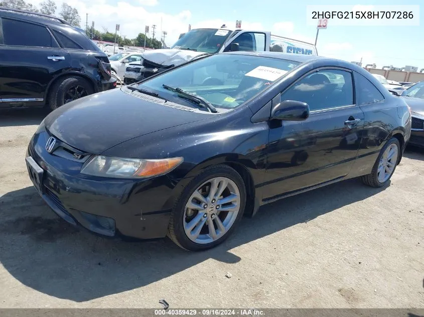 2008 Honda Civic Si VIN: 2HGFG215X8H707286 Lot: 40359429