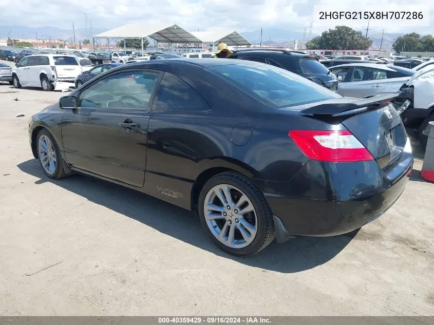 2008 Honda Civic Si VIN: 2HGFG215X8H707286 Lot: 40359429