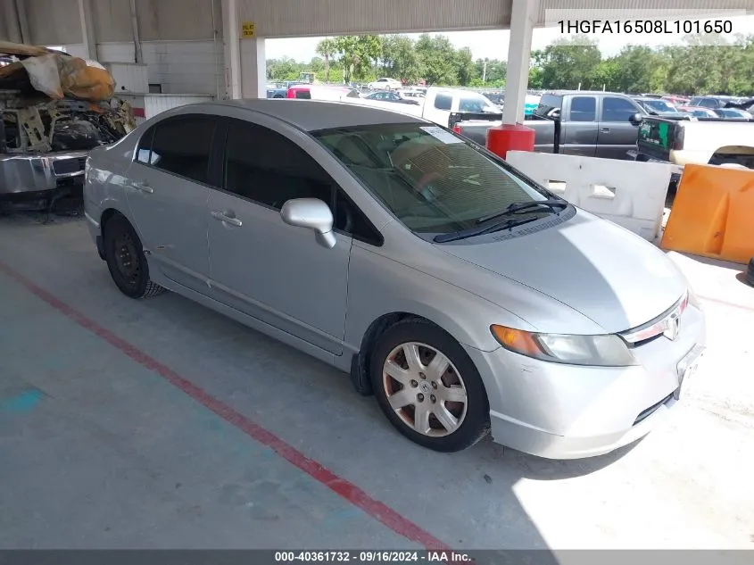 2008 Honda Civic Lx VIN: 1HGFA16508L101650 Lot: 40361732